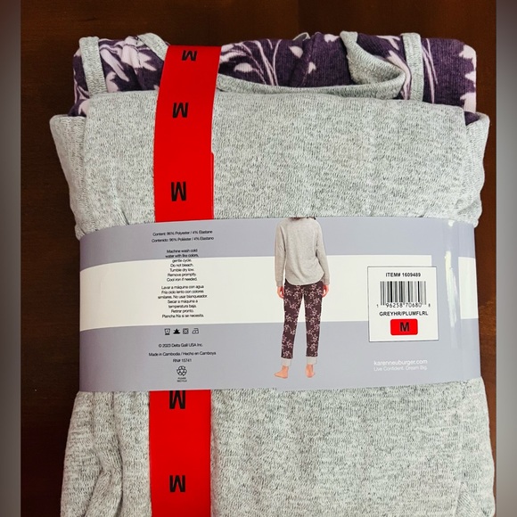 New Karen Neuburger Gray and Purple (Plum Floral) Lounge Set Size M - Picture 2 of 5